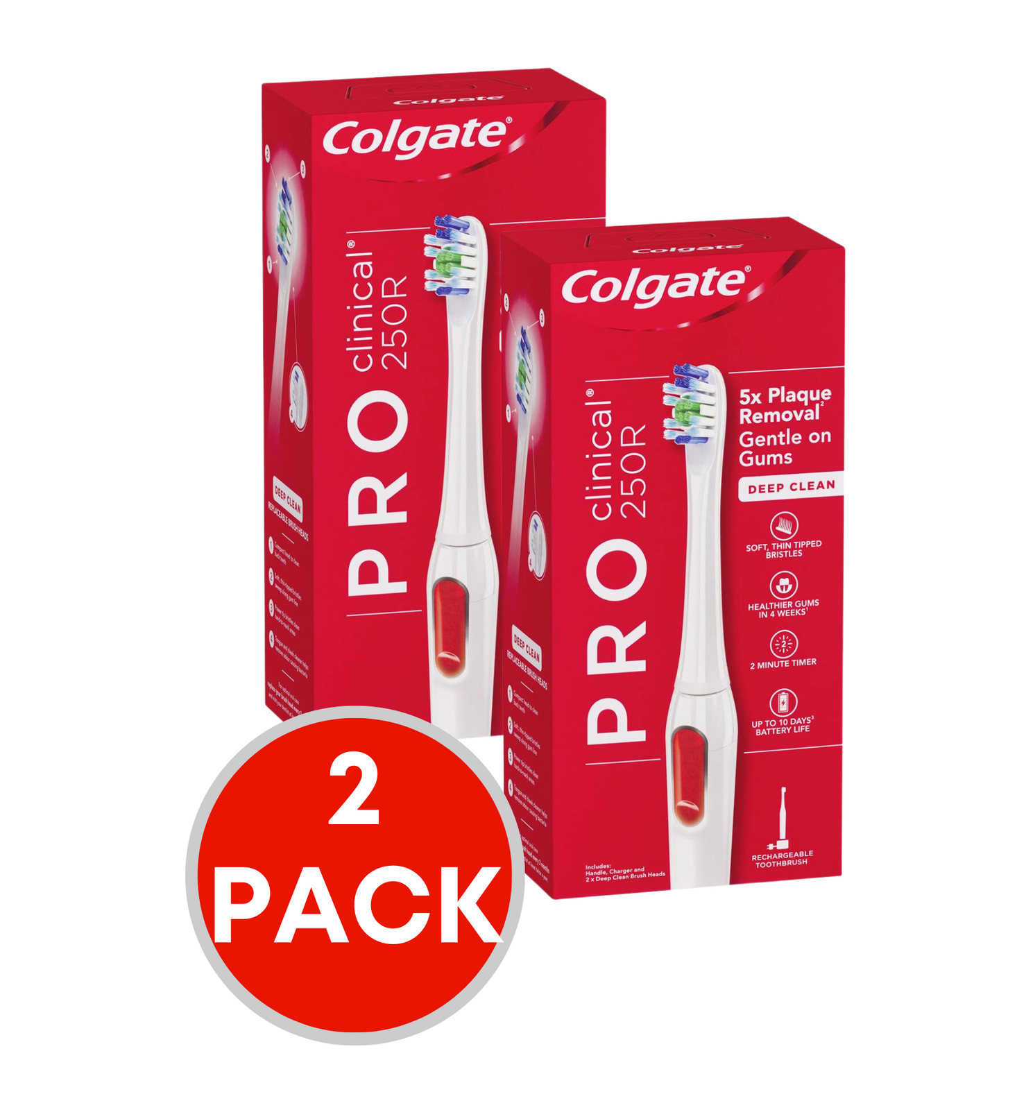 Colgate Pro Clinical 360 Deep Clean Brush Heads 2 Pack