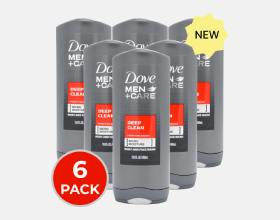 6 x DOVE MEN+CARE BODY AND FACE WASH CLEAN DEEP CLEAN PURIFYING GRAINS 400mL