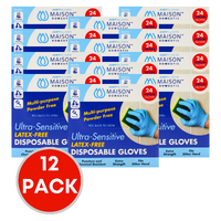 12 x Just Gloves Disposable Gloves Ultra-sensitive Latex Free Medium PK24 (288 Gloves)