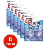 6 x White King Power Clean In Cistern Bleach & Blue 2 Pack x 50g (12 x 50g blocks)