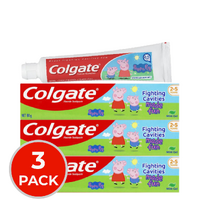 3x Colgate Peppa Pig Kids Toothpaste Mint Gel 2-5 Years 80g