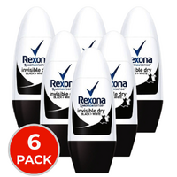 6 x Rexona Deodorant Roll-on invisible Dry Black + White 50mL