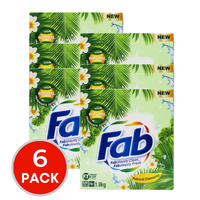 6 x Fab 1.8Kg Laundry Powder Natural Elements Front + Top Loader