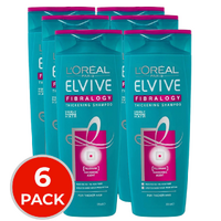 6 x L'Oreal Elvive Thickening Shampoo Fibralogy For Thicker Hair 325mL