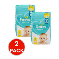 2 x Pampers Baby Dry Nappies Size 2 4-8Kg Pk60 (120 Pack)