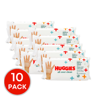 10 x Huggies Baby Cleansing Wipes All Over Clean PK56