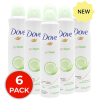 6 x DOVE DEODORANT GO FRESH CUCUMBER & GREEN TEA SCENT 220mL