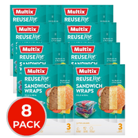 8 x Multix Reuse Me Sandwich Wraps Fold & Seal PK3 (24 Pack)
