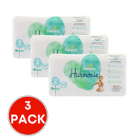3 x Pampers Nappies Harmonie Size 2 4-8Kg Pk39 (117 Nappies)