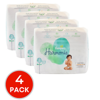 4 x Pampers Nappies Harmonie Size 3 6-10Kg Pk31 (124 Nappies)