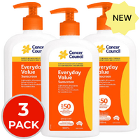 3 x Cancer Council SPF 50+ Everyday Value 500ml