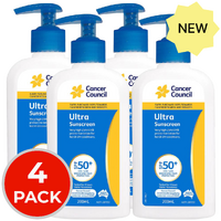 4 x Cancer Council Sunscreen Ultra SPF50+ 200mL