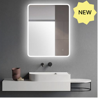 Curved Rim Rectangle 3 Color Lighting LED Mirror 600x750mm