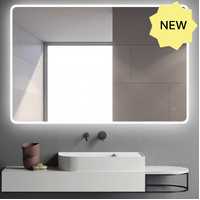 Curved Rim Rectangle 3 Color Lighting LED Mirror 900x750mm