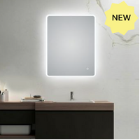 Curved Rim Rectangle 3 Color Lighting LED Mirror 600x750mm