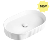 Otti Kensington French Fluted Oval Basin Gloss White 580x360x100mm