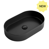 Otti Kensington French Fluted Oval Basin Matte Black 580x360x100mm