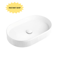 Otti Kensington French Fluted Oval Basin Matte White 580x360x100mm