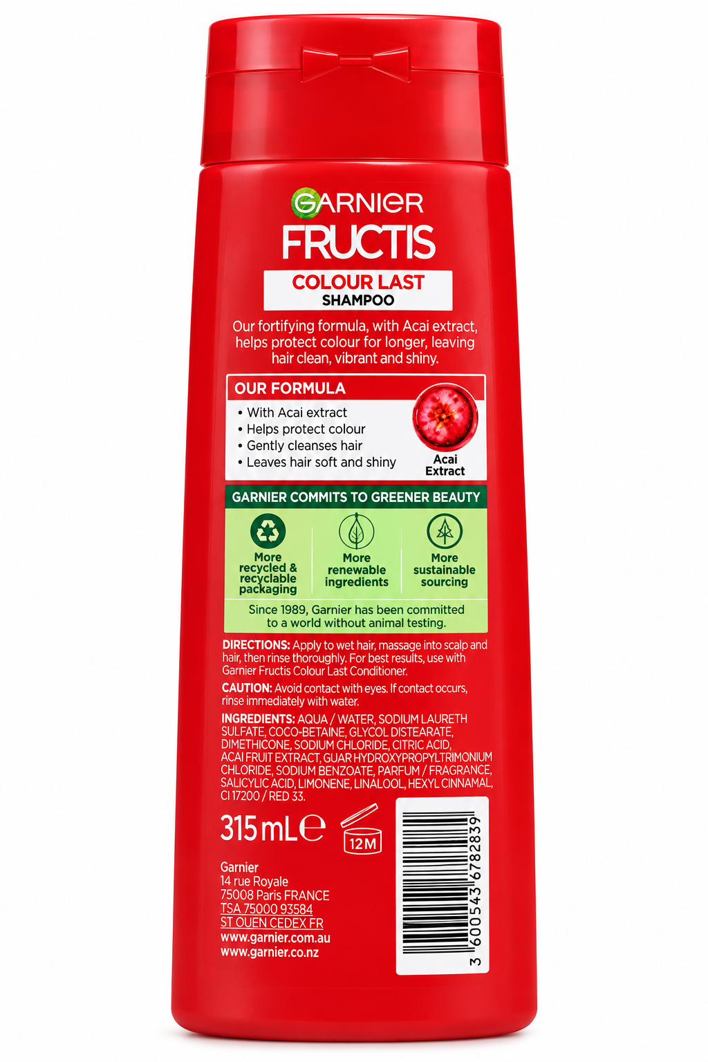 Garnier Fructis Colour Last Shampoo Acai Extract 315mL x 6
