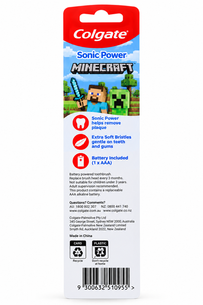 Colgate Sonic Power Minecraft Extra Soft Kids Electric Toothbrush 3 Pack