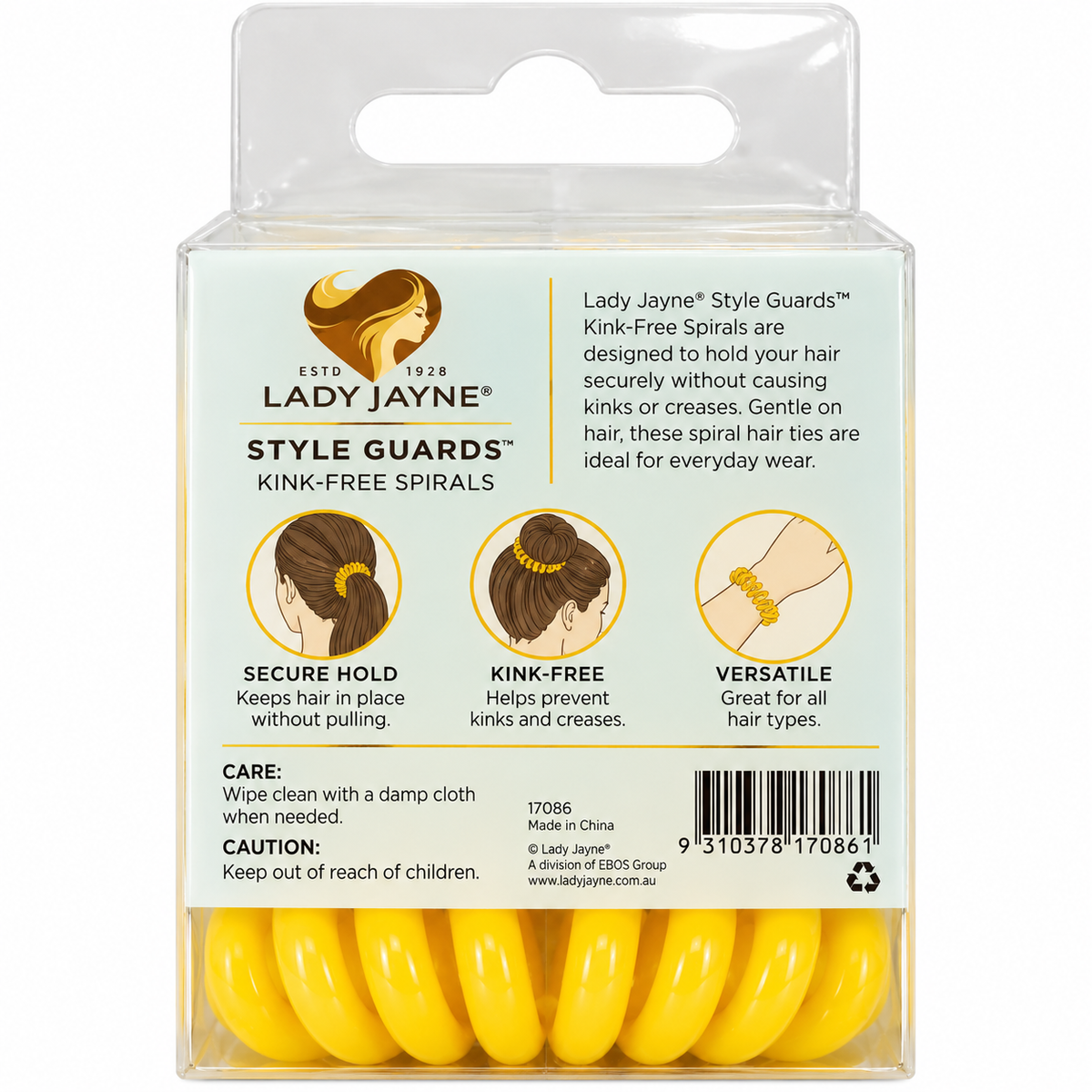 Lady Jayne Style Guards Kink Free Spiral Hair Ties Yellow 6 Packs 24pcs