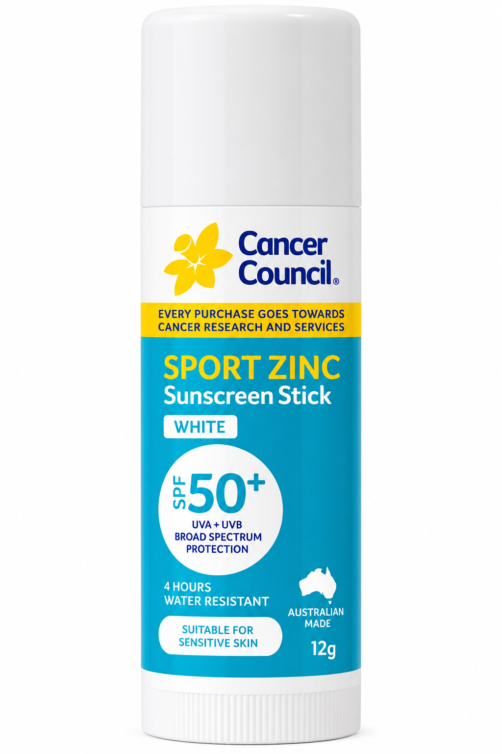 Cancer Council Sport Zinc White SPF50+ Sunscreen Stick 12g x 6