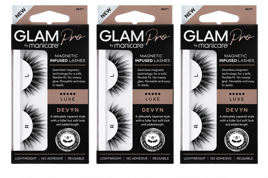 Manicare Glam Pro Magnetic Infused Lashes Devyn Luxe Reusable 3 Pack