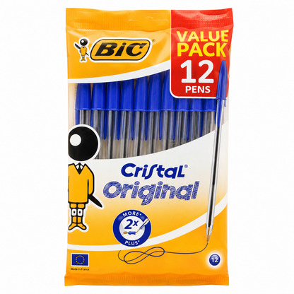 BIC Cristal Original Blue Ballpoint Pens 12pk (12 Pack, 144 Pens)