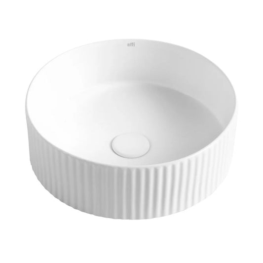 Marlo Round 400x400x125 Matte White Fluted Basin