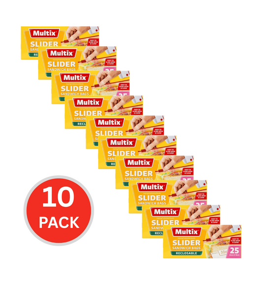 Multix Pk25 Slider Sandwich Bags Reclosable 20cm X 18cm (10x Pack)