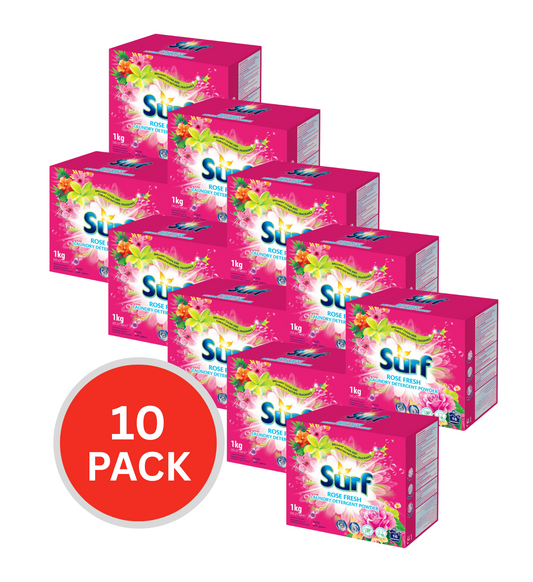Surf Laundry Detergent Powder Rose Fresh 1kg (10 Pack)