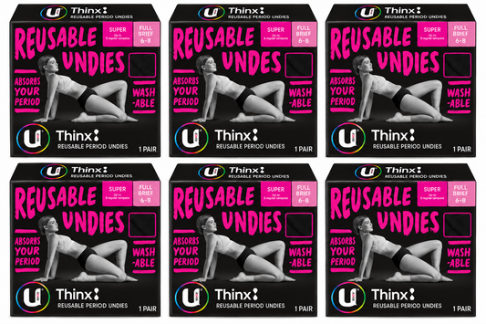 U by Kotex Thinx Period Undies Super Full Brief 6-8 Reusable 6 Pack