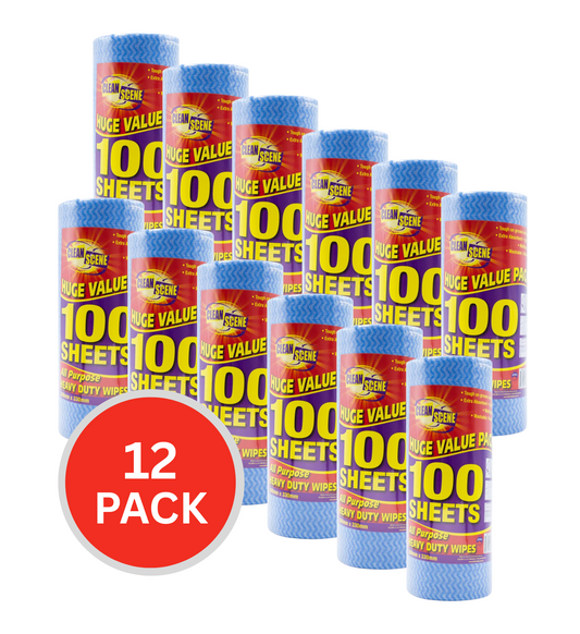 Clean Scene Perforated Wipes On Dispenser Roll 30cm X 33cm 12 x 100Pk (1200 Wipes)