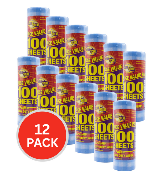 Clean Scene Perforated Wipes On Dispenser Roll Checkered 30cm X 33cm 12 x 100Pk (1200 Wipes)