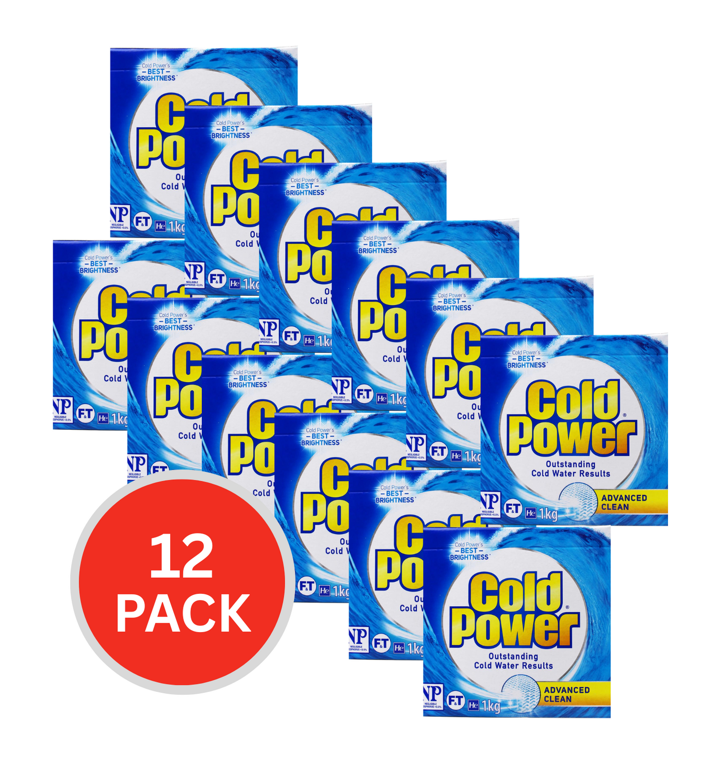 Cold Power Laundry Powder Advanced Clean Front + Top Loader 1kg (12 Pack)