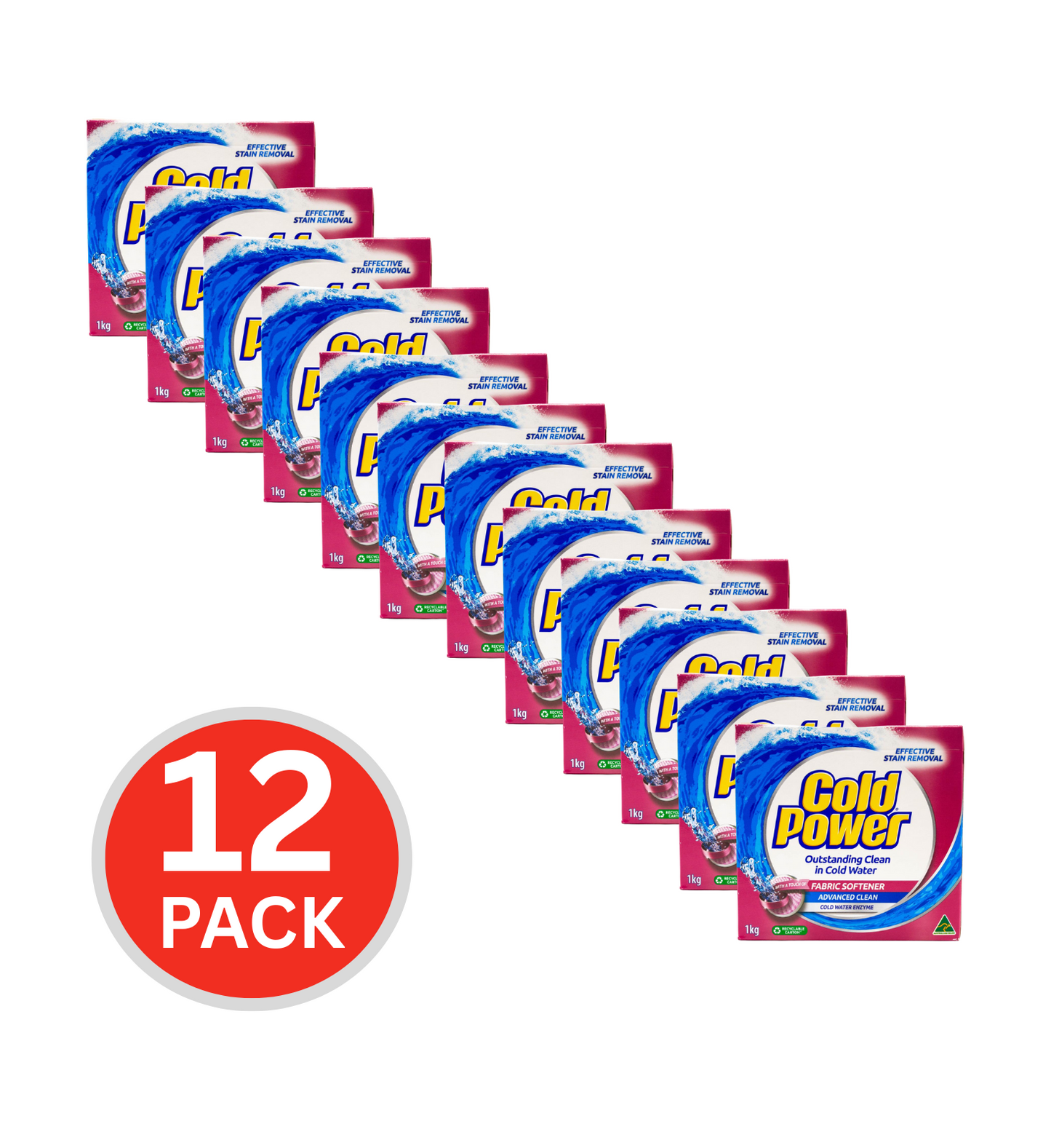 Cold Power 1kg Washing Powder Advanced Clean With A Touch Of Fabric Softener (12x Pack)