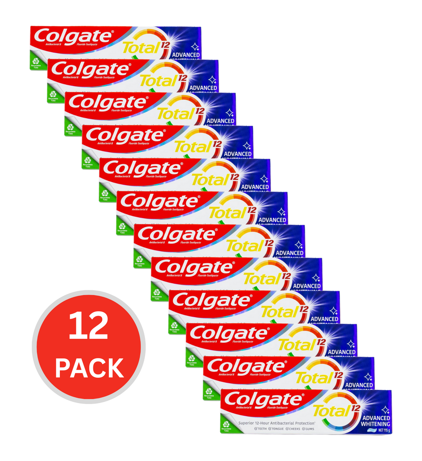 Colgate 115g Toothpaste Total 12 Advanced Whitening Gel (12x Pack)