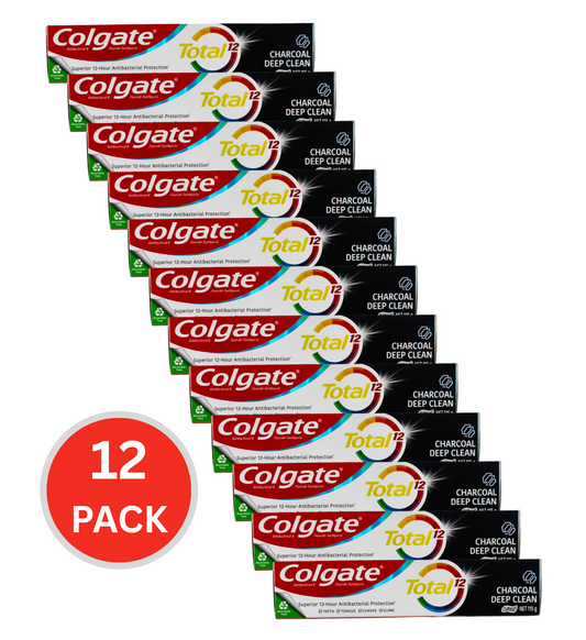 Colgate 115g Toothpaste Total 12 Charcoal Deep Clean (12x Pack)