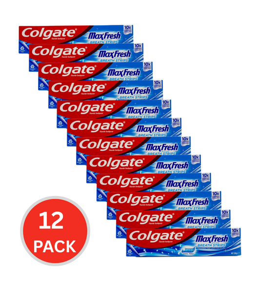 Colgate 200g Toothpaste Max Fresh With Mini Breath Strips Cool Mint (12x Pack)
