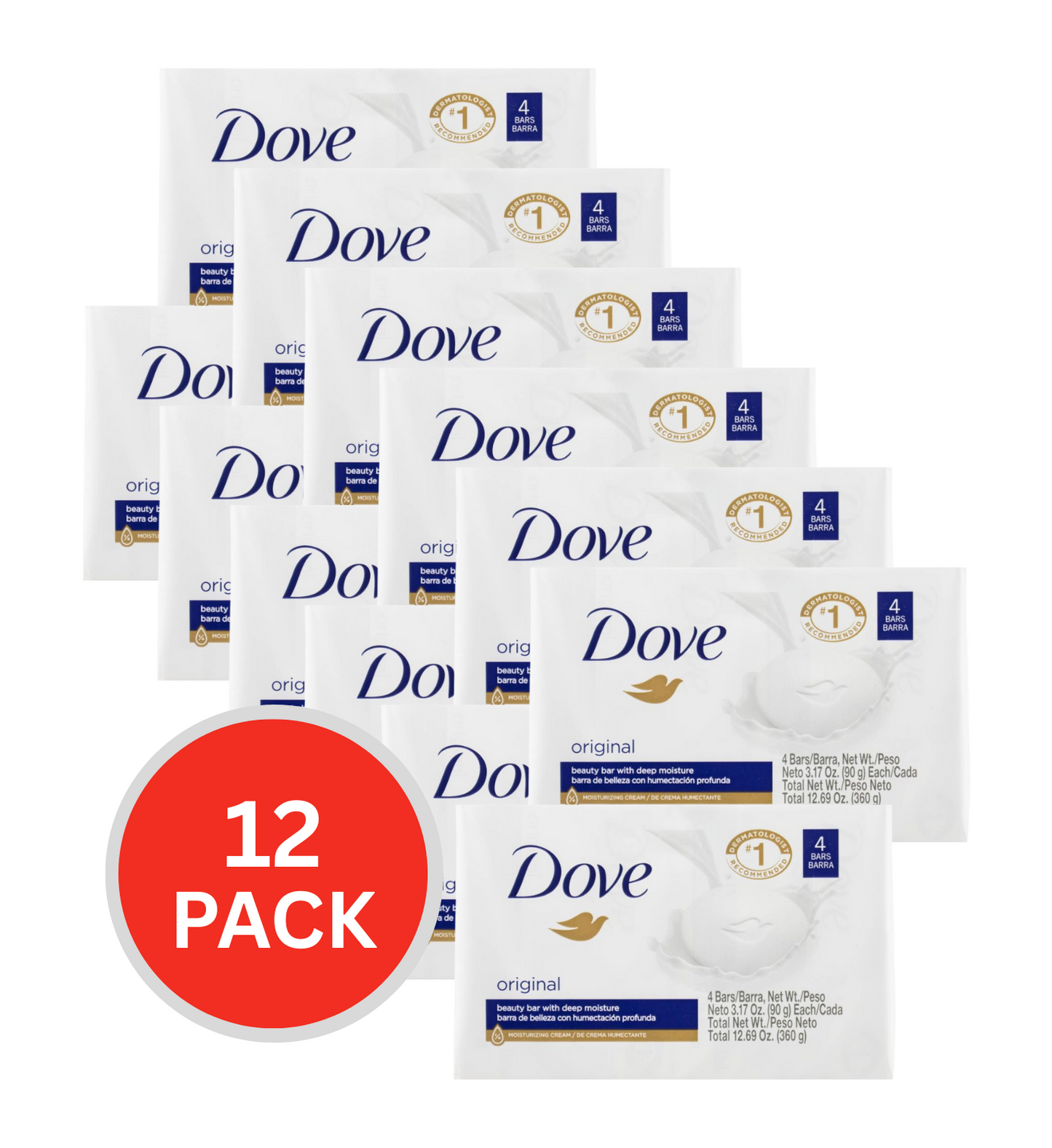 Dove 90g Beauty Bar With Deep Moisture Original 12 x 4Pk (48 Pack)