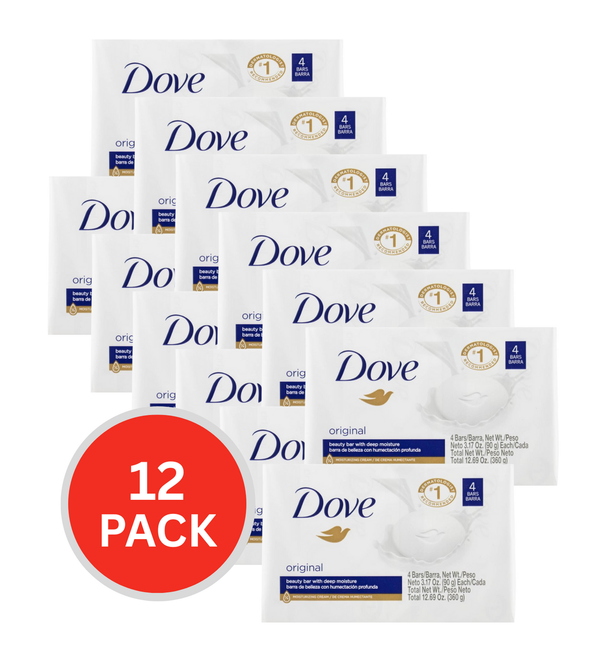 Dove 90g Beauty Bar With Deep Moisture Original 12 x 4Pk (48 Pack)