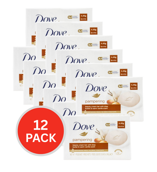 Dove 90g Beauty Cream Bar Pampering Shea Butter And Warm Vanilla Scent 12 x 4Pk (48 Pack)