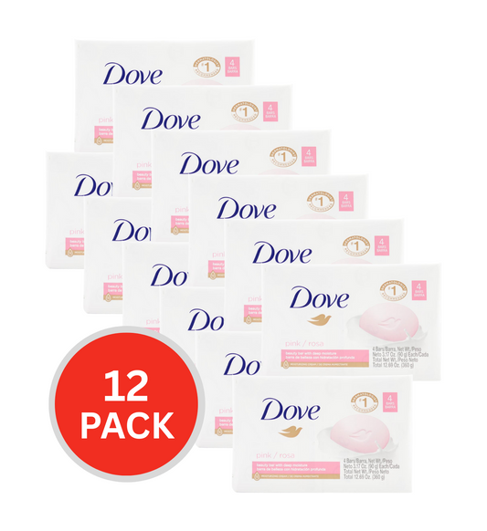 Dove 90g Beauty Soap Bar Pink Rosa Beauty Bar With Deep Moisture 12 x 4Pk (48 Pack)