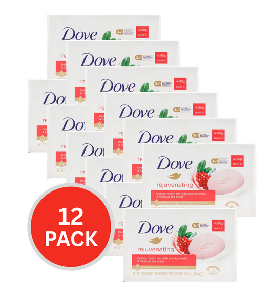 Dove 90g Soap Bar Rejuvenating Pomegranate And Hibiscus Tea Scent 12 x 4Pk (48 Pack)