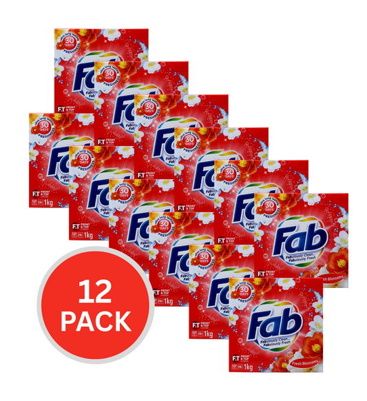 Fab Laundry Powder Fresh Blossoms Front + Top Loader 1kg (12 Pack)