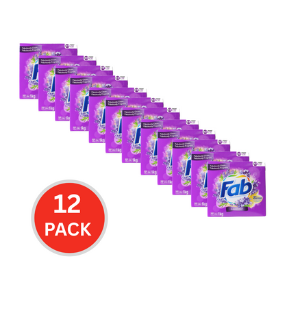 Fab 1kg Laundry Powder Front & Top Loader Lavender (12x Pack)