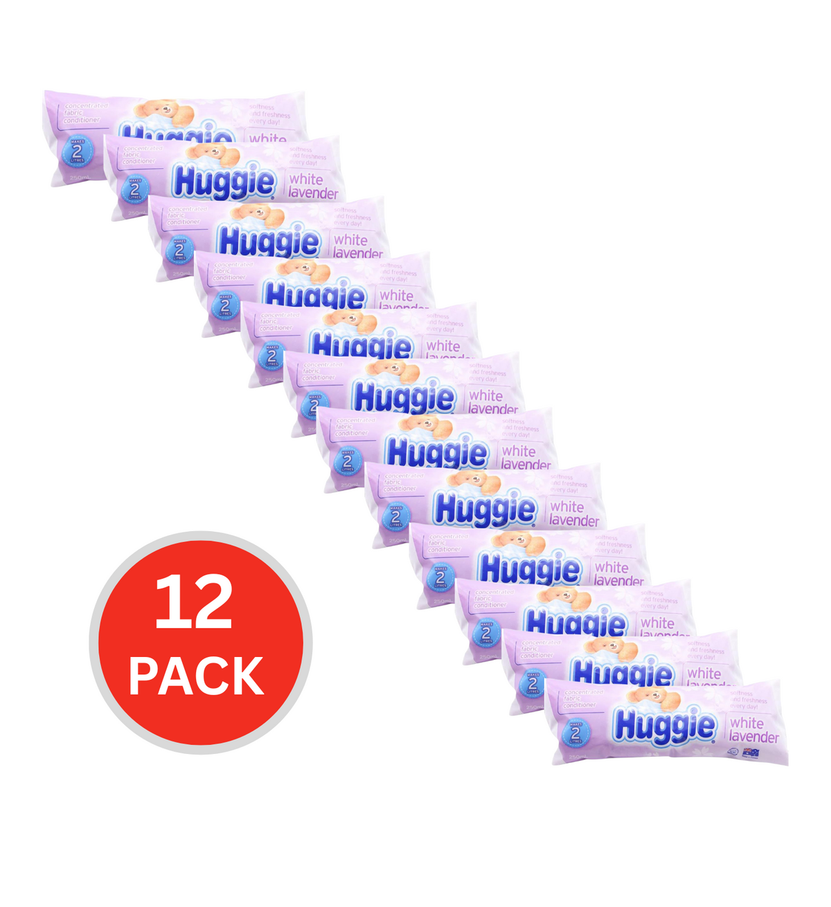 Huggie 250ml Concentrated Fabric Conditioner White Lavender (12x Pack)