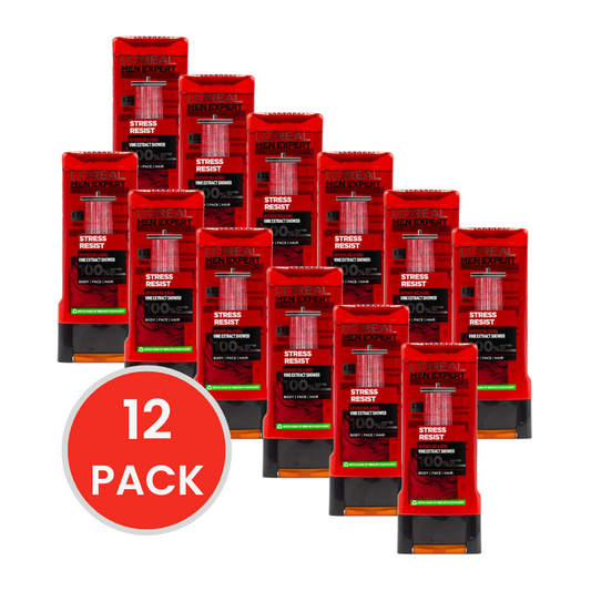 Loreal Paris Body Face Hair Wash Men Expert Stress Resist Intense Relaxing 400ml (12x Pack)