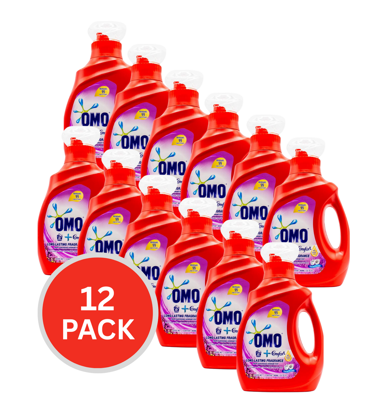 Omo Liquid Laundry Detergent Comfort Lavender Essence 968mL (12 Pack)