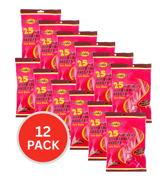 Truvalue Disposable Razors Twin Blade Womens 12 x 25Pk (300 Pack)